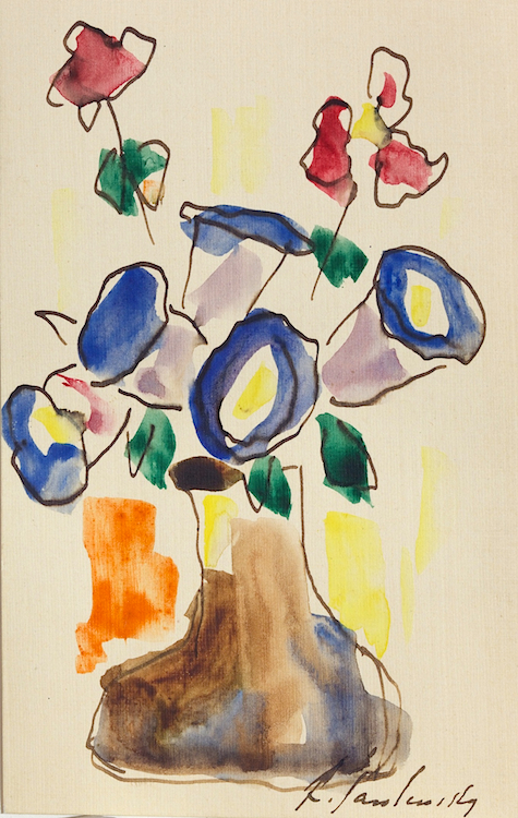 Alexej von Jawlensky (1864–1941) , Blumenvase, 1932, Aquarell, 13,7 x 8,6 cm, Museum Kunstpalast, Düsseldorf, Foto © Museum Kunstpalast – Horst Kolberg – ARTOTHEK, © Alexej von Jawlensky / VG BILD-KUNST Bonn, 2015