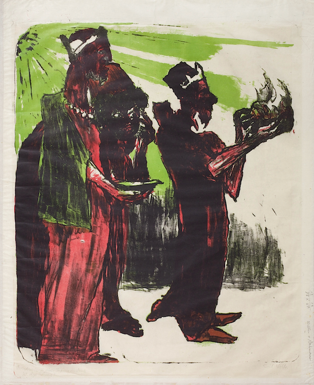 Emil Nolde (1867–1956), Die heiligen drei Könige, 1913, Farblithografie, 73,5 x 60,2 cm, Museum Kunstpalast, Düsseldorf, Foto © Museum Kunstpalast – Horst Kolberg – ARTOTHEK, © Emil Nolde / VG BILD-KUNST Bonn, 2015