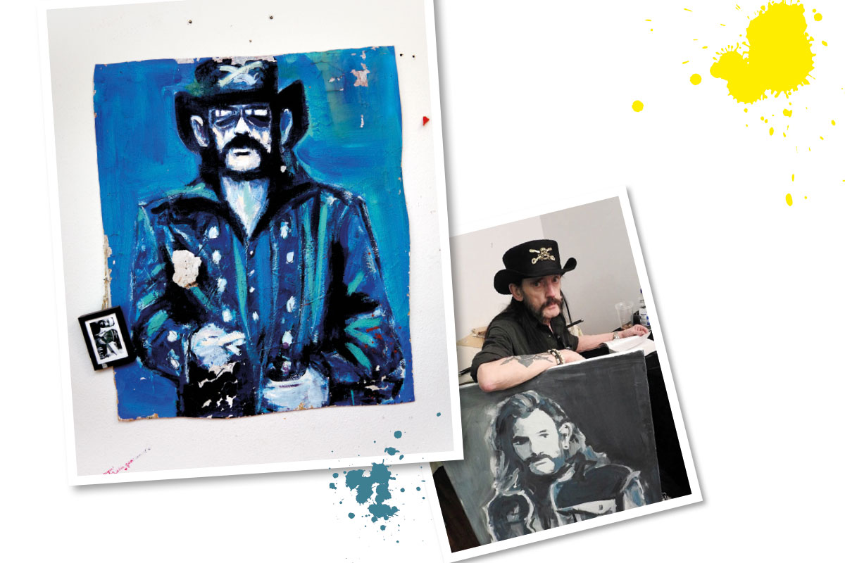Es ist wohl auch der Musikliebe von Karsten Breidenbroich geschuldet, dass zahlreiche seiner Portraits prominente Musiker wie Mick Jagger, Prince oder Lemmy Kilmister, Gründer der Rockband Motörhead, zeigen. Eines seiner Portraits konnte er Lemmy Kilmister sogar persönlich übergeben. (Foto: privat)