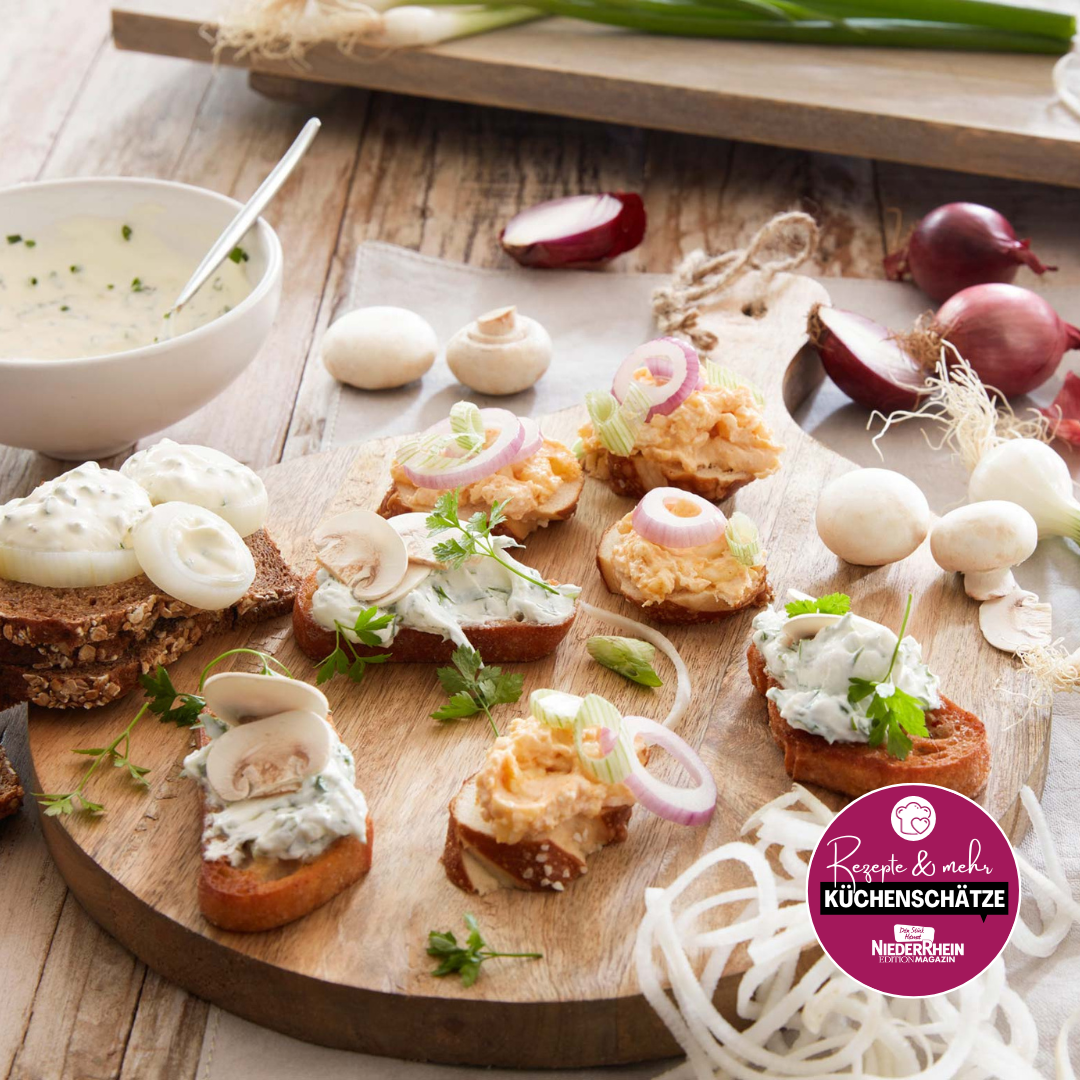 Zünftiges Fingerfood mit selbstgemachtem Obazda, Rettich, Meerrettich ...